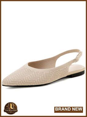 Women's Slingback Ballet Flats Pointed Toe Adjustable Strap Knit Slip On Shoes